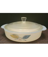 VINTAGE FIRE KING BLUE &amp; GOLD LEAF 8&quot; BAKING DISH NO. 450 T.M. REG - $1,136.75 MXN