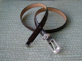 Pre-Loved Brighton Dark Brown Smooth Leather Belt with Silver-Tone Hardw... - $16.00