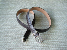 Pre-Loved Brighton Dark Brown Embossed Leather Belt with Two-Tone Hardware ML32 - £12.86 GBP