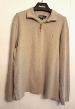 Ralph Lauren Polo Logo Gray Quarter Zip Knit Cotton Shirt Men&#39;s size Large - £15.59 GBP
