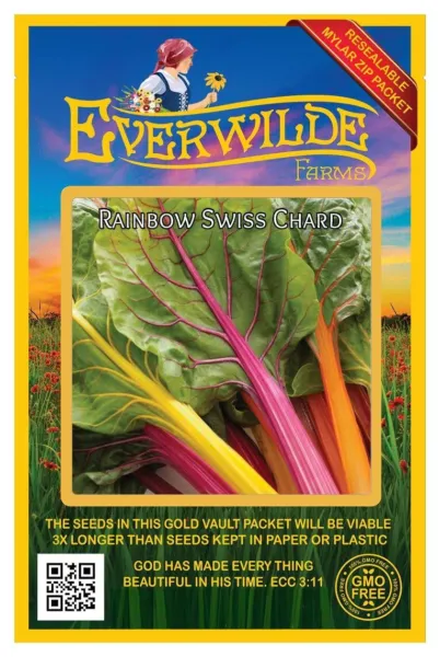 200 Rainbow Swiss Chard Seeds Farms Mylar Seed Packet Fresh Garden - £6.64 GBP