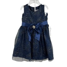 Rare Editions Blue Mesh Overlay Fit + Flare Dress 18 Month New - £30.28 GBP