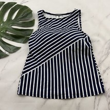 Lands End Womens Tankini Swim Top Size 10 Petite Navy Blue White Stripe ... - $24.74