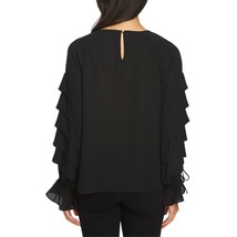 NWT Womens Size Small Nordstrom 1.STATE Black Tiered Sleeve Blouse Top - £19.17 GBP