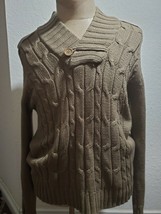 Men&#39;s Brown Cable Long Sleeve Sweater size LARGE PRE-OWNED CONDITION  - £11.75 GBP