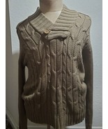 Men&#39;s Brown Cable Long Sleeve Sweater size LARGE PRE-OWNED CONDITION  - £11.77 GBP