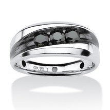 Mens Platinum Over Sterling Silver Black Diamond Ring Size 8,9,10,11,12,13 - £319.67 GBP