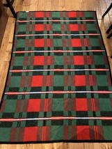 Vintage BIEDERLACK Blanket Red Green Plaid Christmas Made in USA 76 X 52 in - £29.85 GBP