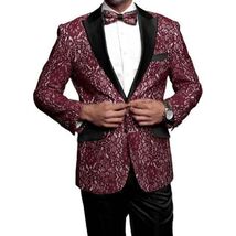 Men Insomnia Manzini Blazer Stage Performer Singer Prom MZN138 Burgundy Lace new image 2