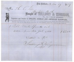 1859 invoice waybill Sullings Kingman hardware Bedford MA antique vintag... - $14.00