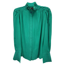 Isabel Marant Ruffled-Neck Button-Up Shirt In Silk Women Green Size 40 - £79.48 GBP