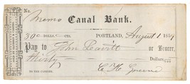 1859 Canal Bank check Portland Maine original ephemera - $14.00