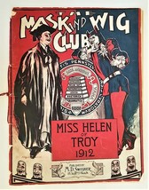 1912 Antique Mask Wig Club Production Univ Of Pennsylvania Miss Helen Of Troy - £38.50 GBP
