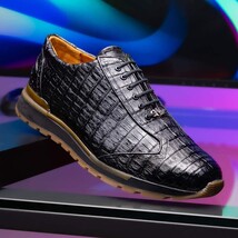 Alonzo Genuine Caiman Crocodile Fashion Sneaker Black image 7