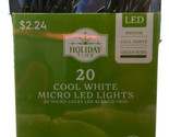 Holiday Time 20 Cool WhiteMicro LED Christmas Lights Green Wire Battery ... - $6.92