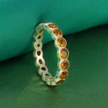 Natural Yellow Citrine Women Sterling Silver Full Eternity Band Ring Jewelry - £49.03 GBP