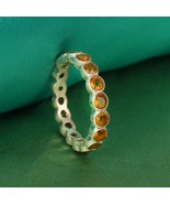 Natural Yellow Citrine Women Sterling Silver Full Eternity Band Ring Jew... - $85.06 CAD