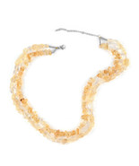 347 ctw Brazilian Citrine Two Row Beads Necklace 20 Inch in Stainless St... - £14.85 GBP