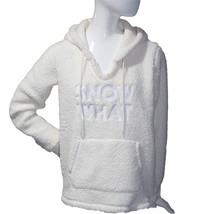 Jenni Women&#39;s Size Small Cozy Sherpa Pullover Hoodie, White - Snow What - £11.43 GBP