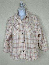 HFX Womens Size L Pink Plaid Pocket Snap Up Jacket Long Sleeve Relaxed Fit - £5.95 GBP