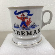 Fireman Shaving Mug Coffee Cup Ever Alert Firefighter Blue Banner Bugle ... - £19.71 GBP