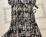 New! Apt 9 True Wrap V-Neck Dress Brown Black Print Stretch sz 1X Short ... - $37.11