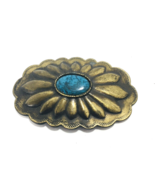 Vintage Brass And Turquoise Belt Buckle BROKEN BACK Just for Display - $32.41 CAD