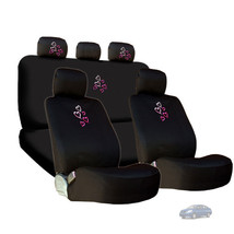 For Nissan New Embroidery Pink Red Hearts Car Seat Headrest Covers Gift Set - £34.22 GBP