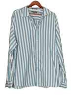Cezani Mens Long Sleeve Blue White Striped Button Down Dress Shirt 2XL - £15.94 GBP