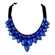[Blue Drops] Women Acrylic Choker Necklace False Collar Removable Fake Collar - $14.72