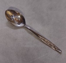 Ekco Eterna Rose Cotillion Pierced Slotted Serving Spoon Stainless Steel 8.25&quot; - £9.68 GBP