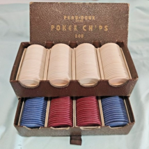 Vintage French Bulldog Poker Chips (Peau-Doux, 1930s) Faux Leather Box, Qty 200 - £28.67 GBP