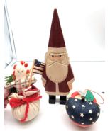 Christmas Apple Ornament Midwest Importers Of Cannon Falls- Wooden Santa... - $21.00