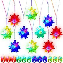 24 Pcs Flashing Crystal Star Necklaces Glow In The Dark Necklaces Led Jelly Rubb - £26.88 GBP