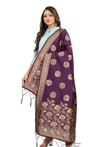 Floral Zari work Banarasi Dupatta/Indian Art Silk Woven Brocade Long  Scarve - £17.31 GBP