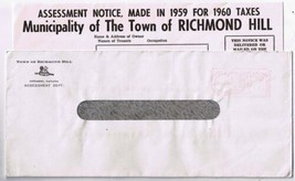 Canada Letter Cover Town Of Richmond Hill Tax Assessment 1959 - £1.65 GBP