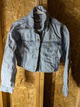 Forever 21 Denim Cut Off Trucker Jacket Womens Small Blue Acid Wash Long... - $14.85