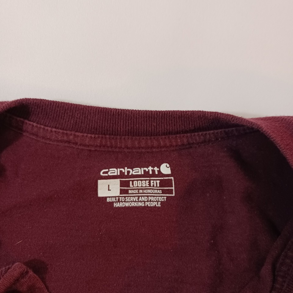 Carhartt K84 PRT Men's Burgundy Cotton Short Sleeve Henley T-Shirt Size Large Item image 4