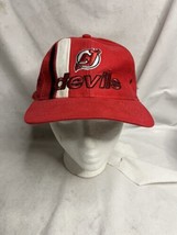 Vintage NHL New Jersey Devils Logo Athletic Snapback Hat Red - £99.76 GBP