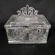 Gorham German Crystal Snowflake Covered Casket Trinket Box Lid Finial Winter - £22.19 GBP