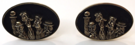 Vintage HICKOK Barber Shop Quartet Cuff Links Set Gold Tone/ Black. 1.5”... - £13.54 GBP