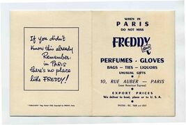Freddy Perfumes Gloves Rue Amber Ad Brochure Paris France Map 1958 - $11.88
