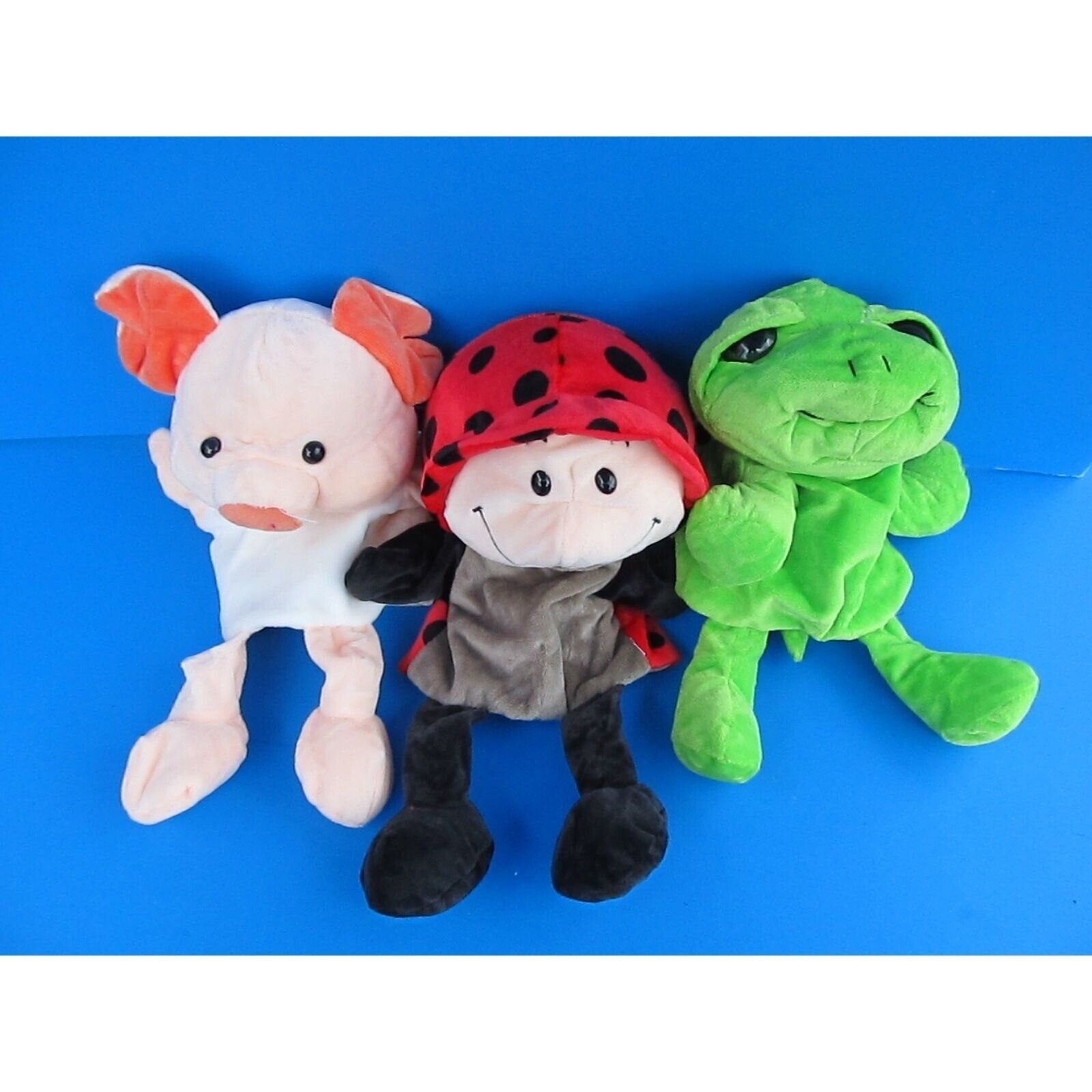 Unbranded Lot of 3 Puppets Pig Ladybug &amp; Frog Plush Stuffed Animal Toy - $12.00
