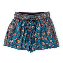 Flowy Women&#39;s Boho Shorts: Teal and Orange Floral, US 0, UK 4 - $15.90