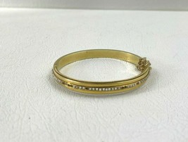 Vintage Style 7.5&quot; Simulated Diamond LOVE Bangle Bracelet 18k Yellow Gold Plated - £171.52 GBP