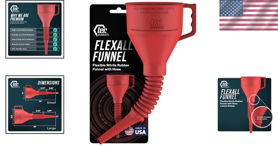 FlexAll Funnel - Long Flexible Nitrile Rubber Automotive Oil & Fluid Transfer Item image 2