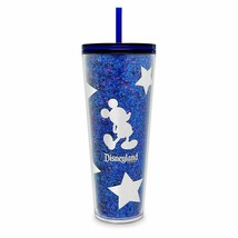 Starbucks Disneyland- Wishes Come True 24oz Tumbler wStraw Blue Sparkle Stars 20 - £38.04 GBP