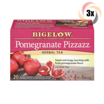 3x Boxes Bigelow Pomegranate Pizzazz Herbal Tea | 20 Pouches Per Box | 1... - £16.26 GBP