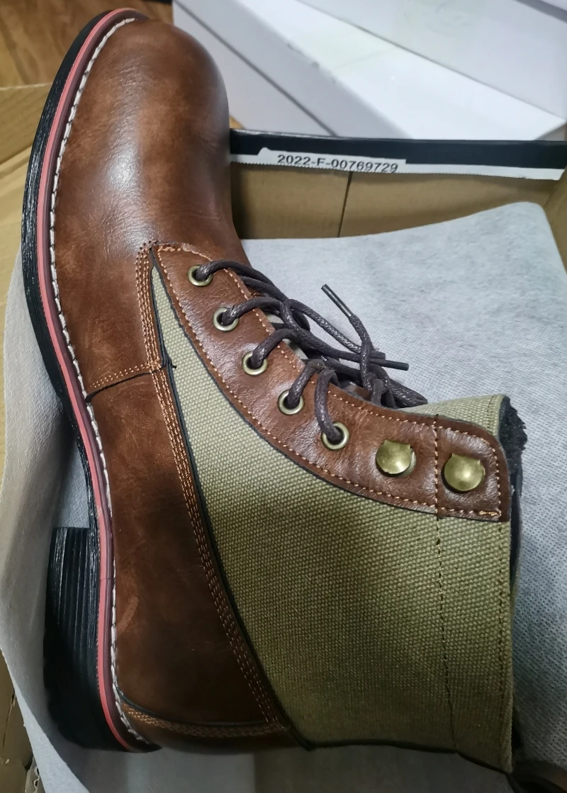 Spring Autumn Men&#39;s Boots High-top Breathable PU Leather Retro Men&#39;s Mot... - £41.72 GBP