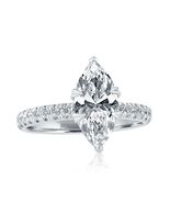 Igi 1.67CT F-VVS2 Corte Marquesa Laboratorio Crecido Diamante Anillo 14k... - $1,581.60